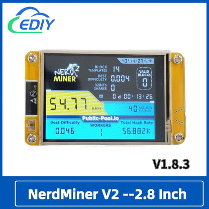 NerdMiner V2 Compact Bitcoin Miner 2.8"